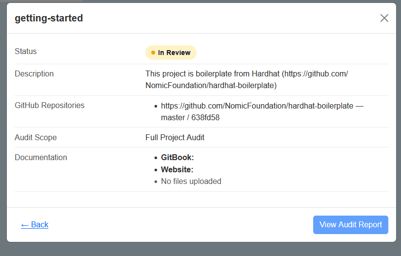 Security Review Summary Modal