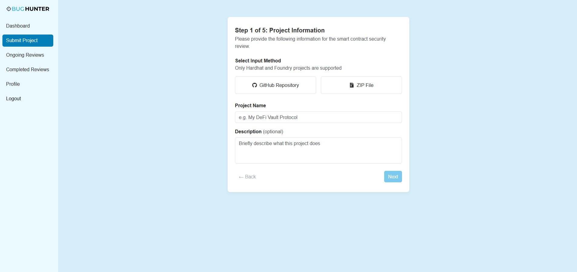 Step 1 - Project Info