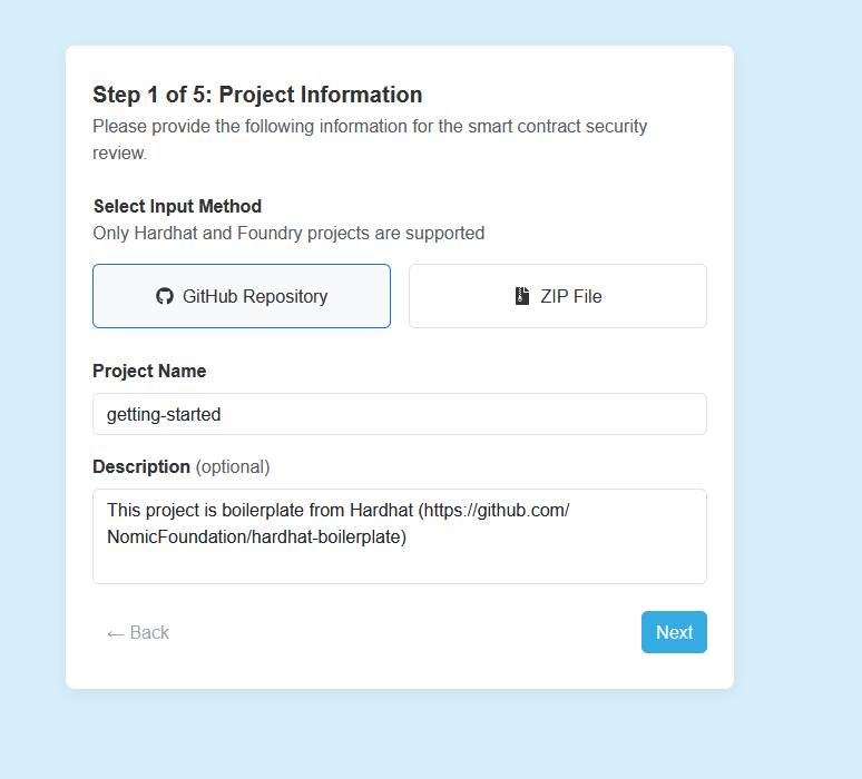 Filled Project Info